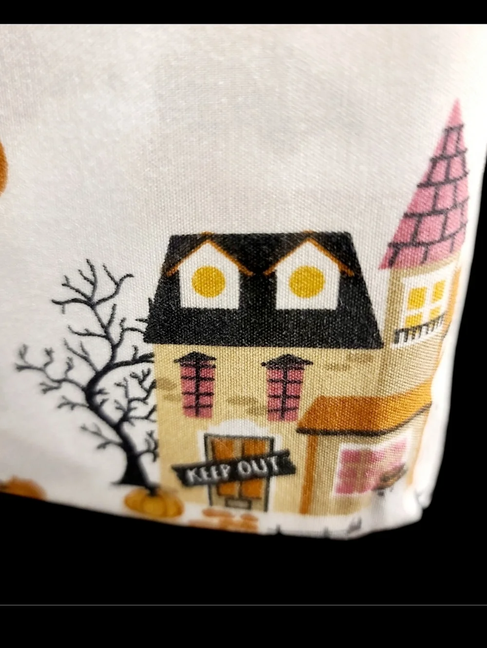 Haunted House Village Queen Bed Sheets Witch Black Cat Ghost Pumpkin Halloween